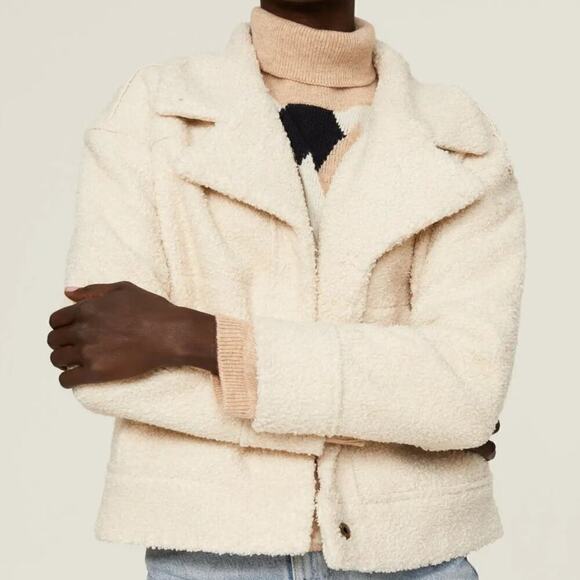 Marine Layer Quebec Sherpa Jacket Cozy Snap Button Antique White Cream NWT S - Picture 1 of 9